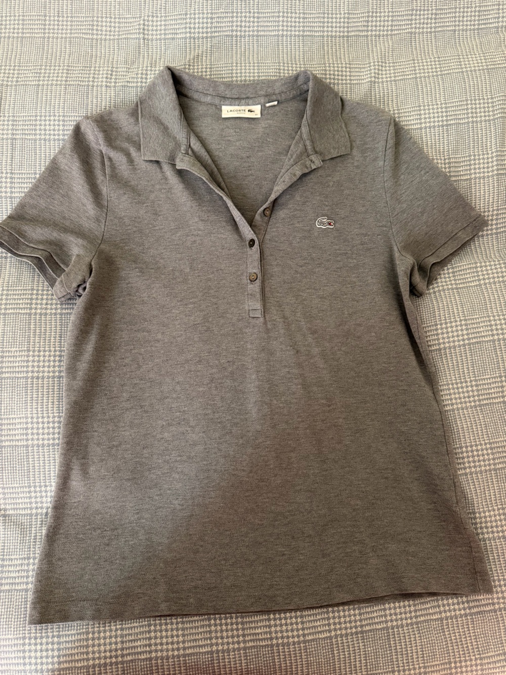 Lacoste Men's Heather Gray Polo Shirt with Embroidered Crocodile- 💯% AUTHENTIC
